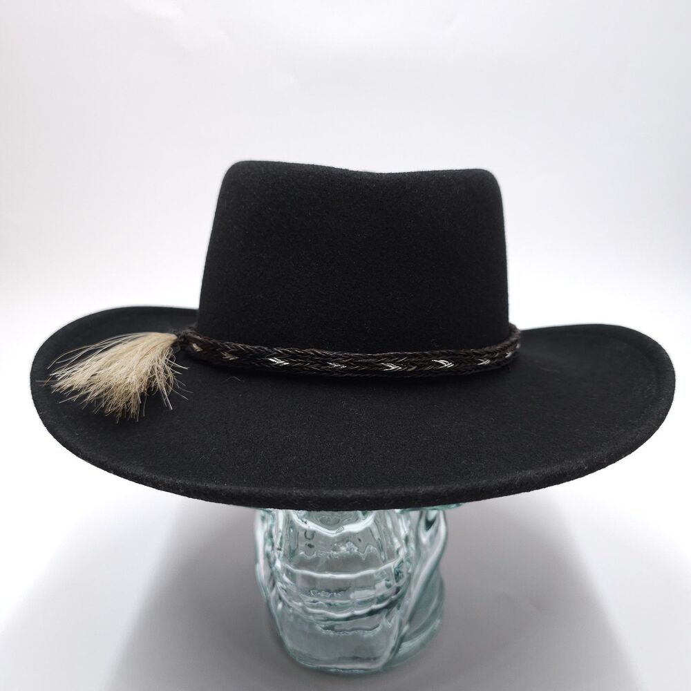 Outback Trading Co Hat Medium Crushable Felt Ascot 1322 Black Wester Ivy USA Vtg
